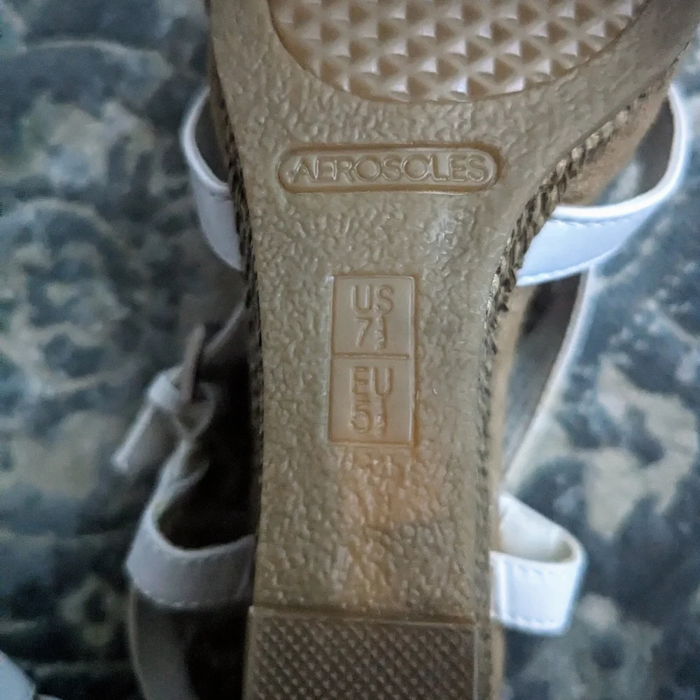 White Strappy Aerosoles Wedges - Picture 10 of 13